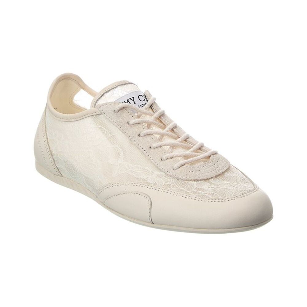 Jimmy Choo Sunny/F Lace & Leather Sneaker, White